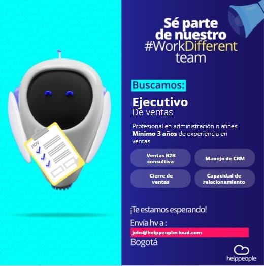 antjimenez's tweet image. Te estamos buscando y nos encantaría q hagas parte del #WorkDifferent Team @helppeoplecloud 
#TrabajoSiHay