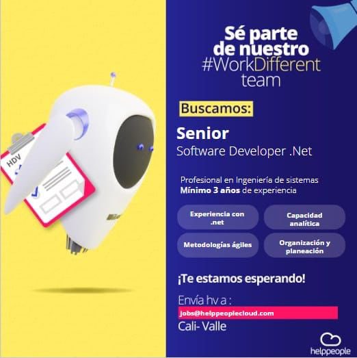 antjimenez's tweet image. Te estamos buscando y nos encantaría q hagas parte del #WorkDifferent Team @helppeoplecloud 
#TrabajoSiHay