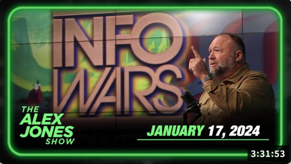 🔥 Infowars Has Reporters On-The-Ground In Davos Covering the Globalist Collapse In Real-Time! Plus, Feds Demand Texans STAND DOWN at Southern Border! — FULL SHOW 1/17/24
#Davos2024 #Globalists #BorderChaos #Texas #TheAlexJonesShow #Infowars #AlexWasRight #News #WorldNews