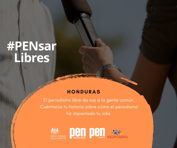 PEN_LAC's tweet photo. El periodismo libre da voz a la gente común, a diversas comunidades y, muchas veces, presenta los problemas desde los orígenes dando luz a injusticias. Únete a la campaña #PENsarLibres y comparte tu historia sobre cómo el periodismo influye en tu vida. #Honduras https://t.co/lDxPiFQ0FI