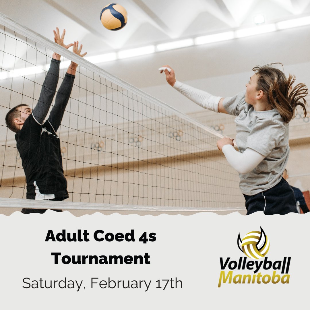 Volleyball Manitoba (@vballmanitoba) on Twitter photo Our next Adult Coed 4s Tournament will be held on February 17th at Victor Wyatt School in Winnipeg.π
Registration deadline is February 15th. To register your team email Anthony at volleyball.pd@sportmanitoba.ca Our next Adult Coed 4s Tournament will be held on February 17th at Victor Wyatt School in Winnipeg.π
Registration deadline is February 15th. To register your team email Anthony at volleyball.pd@sportmanitoba.ca