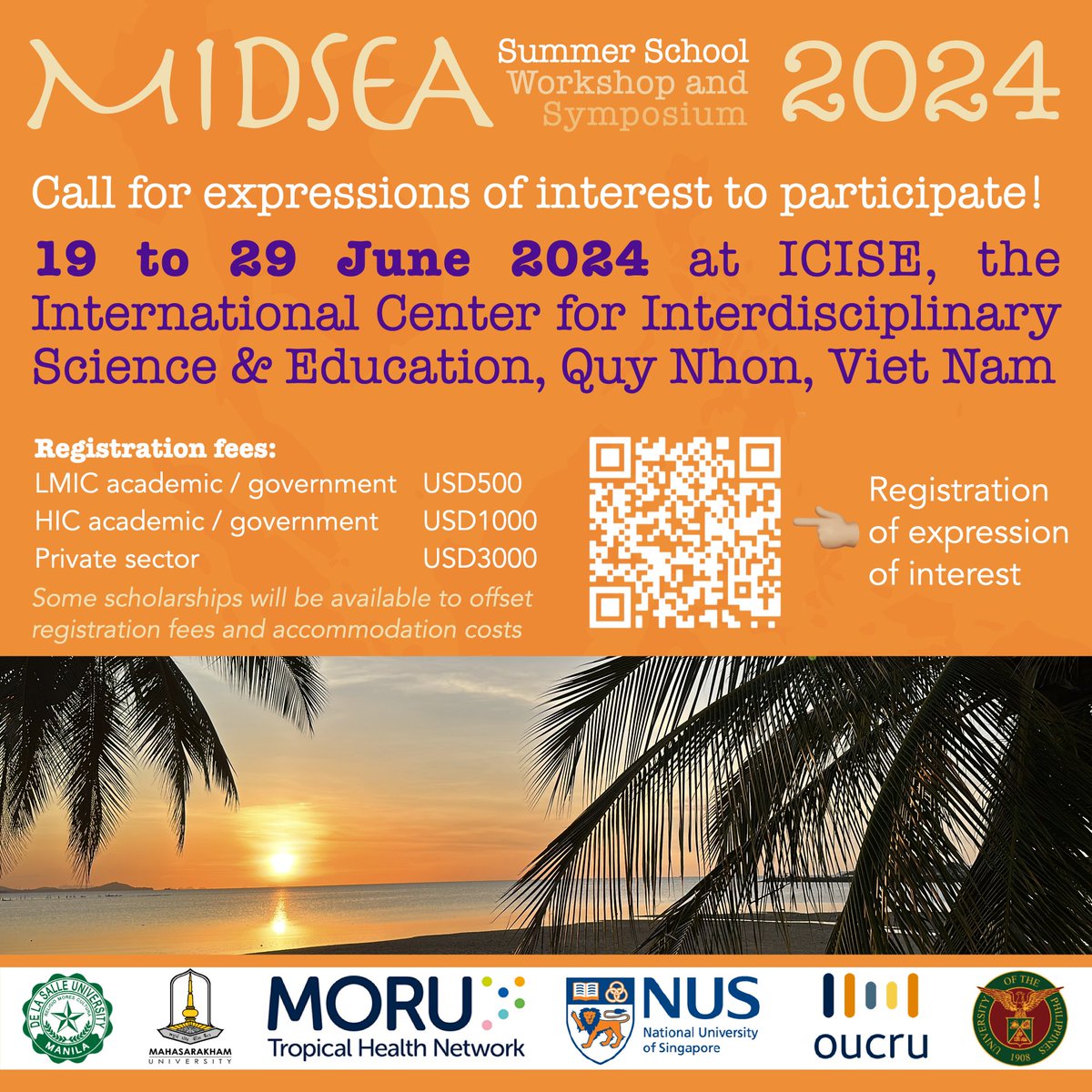 sshsphmidsea's tweet photo. Would you like to learn more about modelling of infectious diseases?  
A  summer school is currently being planned to take place from 19 to 29  June 2024. This will be held in Vietnam. Express your interest here. https://t.co/8Mk4WSEfoV