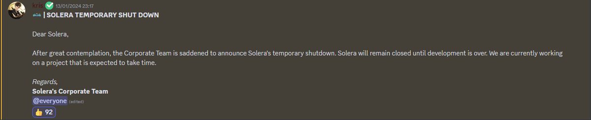 SoleraResorts's tweet photo. Solera's Temporary shutdown announcement. https://t.co/tR87vYBIS7