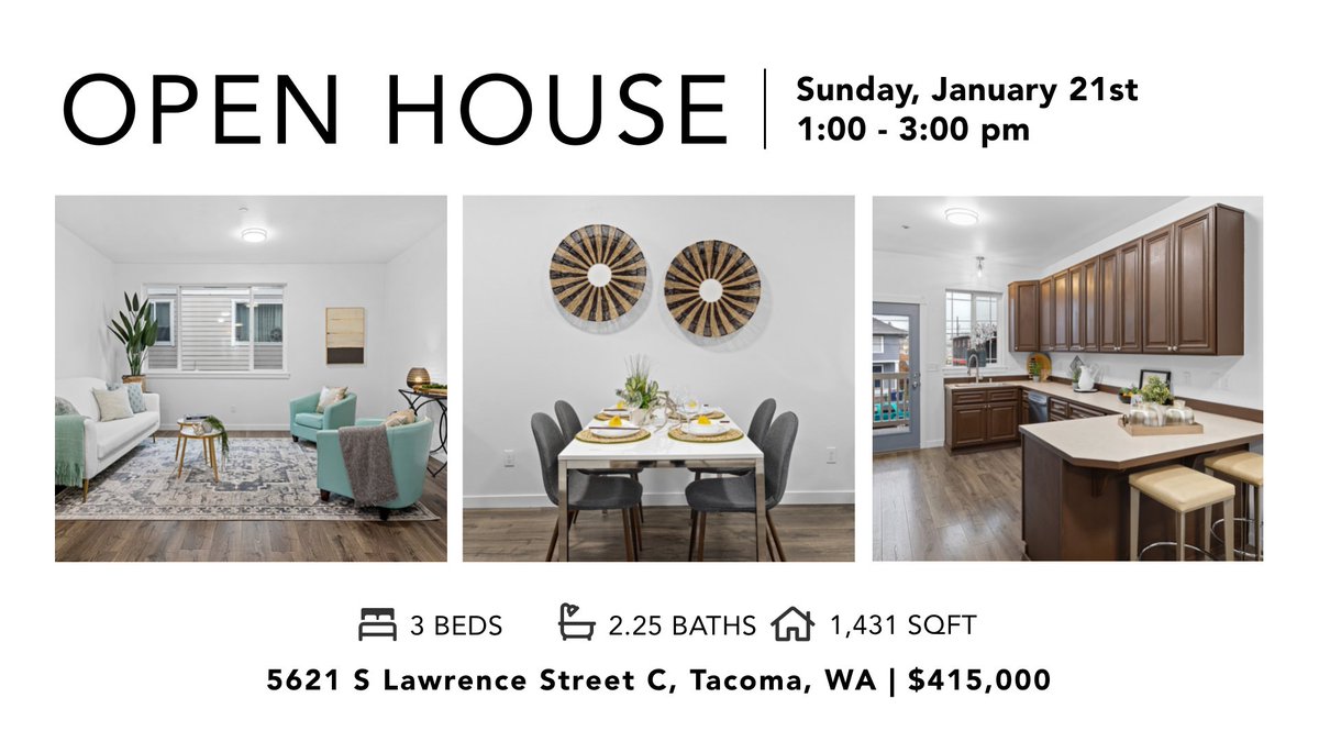 Join us for an Open House, this Sun 1-3pm, at this stunning 3bd townhome in Tacoma!

Features Include:
Versatile Space
Gourmet Kitchen
Private Balcony
Dual Primary Bedrooms with Ensuite Baths
1 Car Garage
& More!

#BethGHomes #OpenHouse #TacomaLiving #TacomaRealEstate #TacomaWA