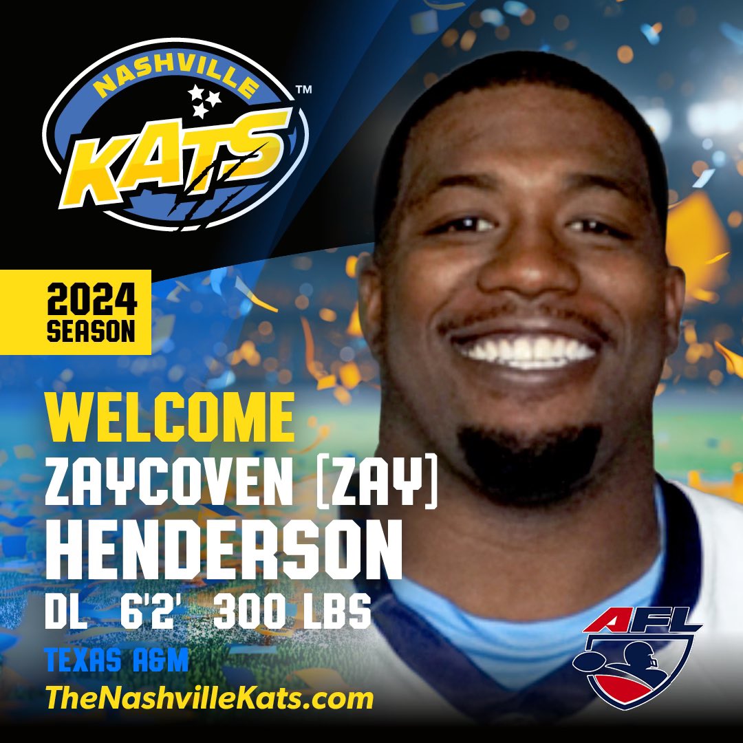 ICYMI #NashvilleKats have announced their first 2 player signings! Welcome ROBERT LACEY &amp; ZAYCOVEN HENDERSON! #KlawsOut #ArenaFootballLeague #AFL2024 #Nashville #thekatsareback #football