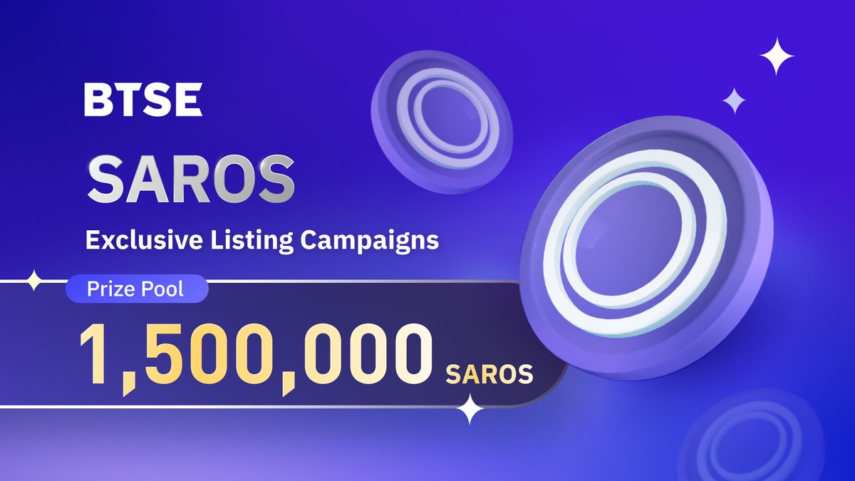 Celebrating $SAROS <a href="/Saros_Finance/">Saros</a> listing on #BTSE with exclusive campaigns! 🎉

📅 January 19, 6 PM (SGT) - January 25, 6 PM (SGT)

🎁 TRADE or DEPOSIT $30+ in $SAROS for a chance to win a share of the 1,500,000 SAROS prize pool

Learn more:
btse.com/blog/celebrate…

Join NOW!🚀