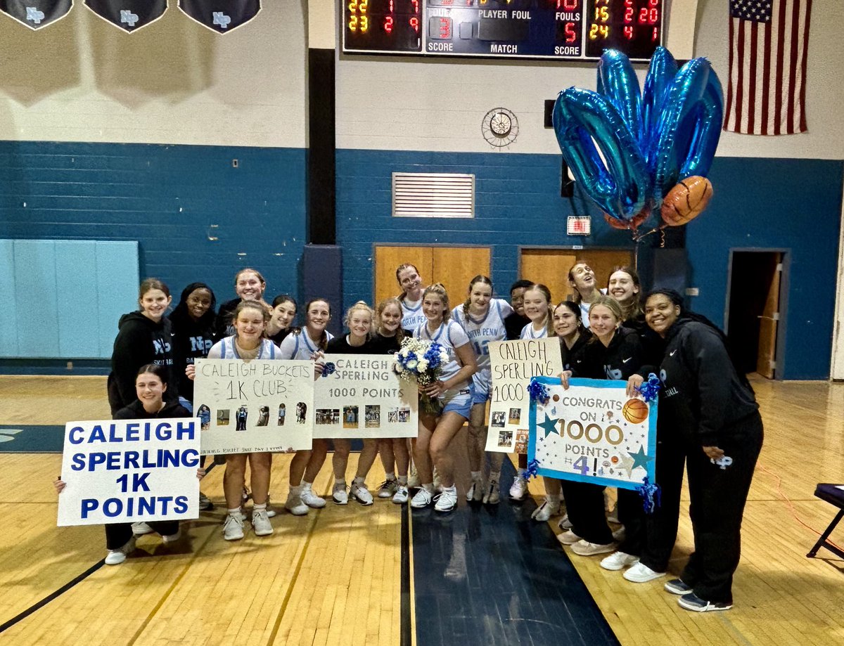 Tonight was a big night for Caleigh Sperling!! Congratulations on your 1000pt achievement and helping our team bring in a win against Bensalem!!  ⁦<a href="/NPHSKnights/">North Penn Athletics</a>⁩ ⁦<a href="/SOLsports/">SOLsports</a>⁩