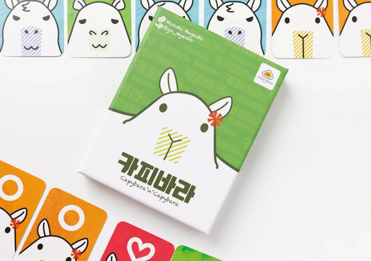 iMandooGames's tweet photo. Jump &amp; Move between Capybaras to collect pumpkins! New edition of Capybara'n'Capybara, designed by Hisashi Hayashi, art by Ryo Nyamo will be at Nuremberg toy fair!
#mandoogames #CapybaranCapybara #HisashiHayashi #RyoNyamo #Forgenext #cardgame #boardgame #bgg #j2s https://t.co/6hVUAvUlaI