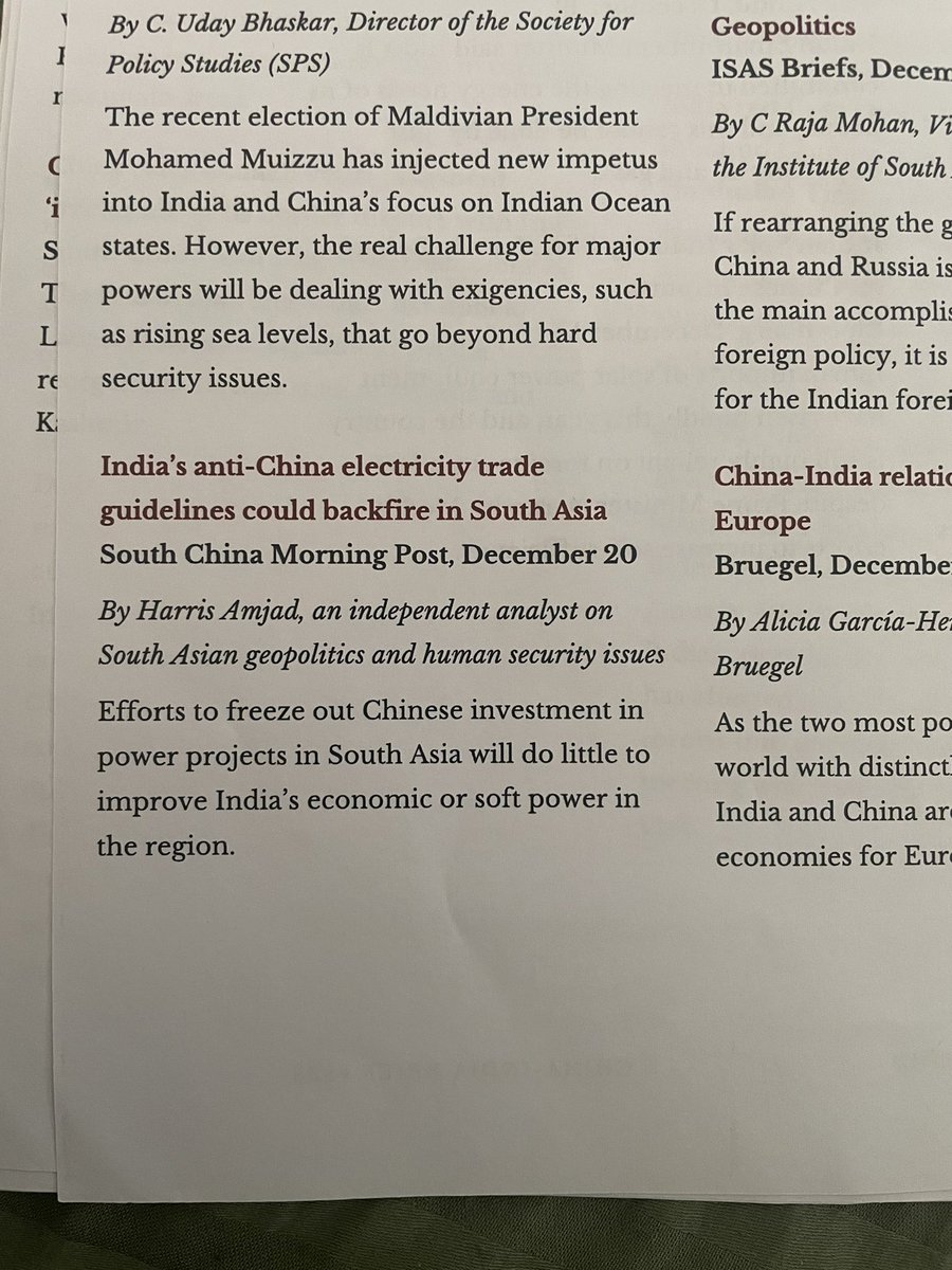 Pleasantly surprised to find my article featured on @CAG_LKYSPP China-India Brief Issue#238