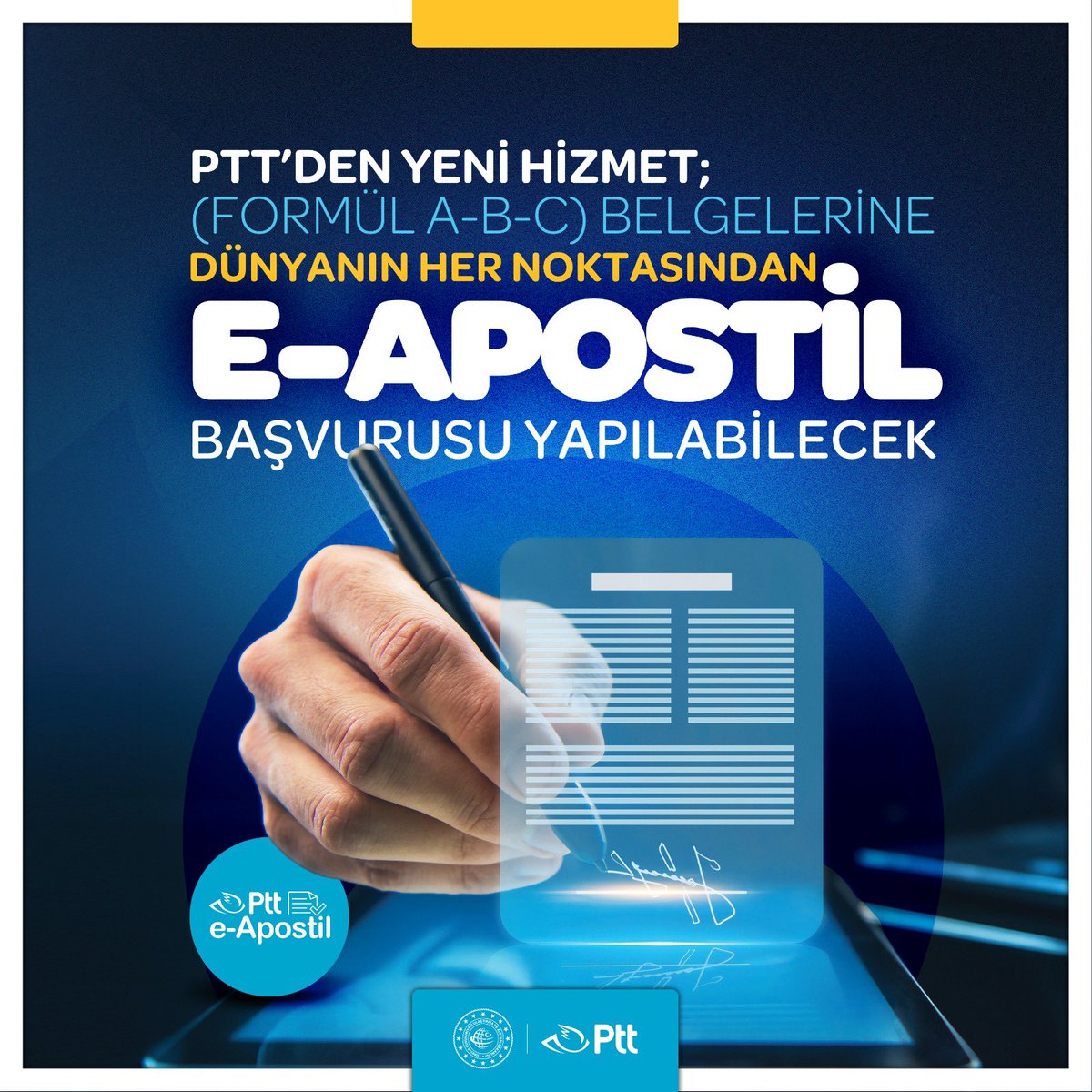 120’den fazla ülkede e-Apostil hizmetimizle yanınızdayız! PTT'nin e-Apostil hizmeti ile resmî belgelerinizi onaylayın, 120’den fazla ülkede yasal olarak kullanım kolaylığına hızlıca erişin. Detaylı bilgi almak için; ➡️ eapostil.gov.tr