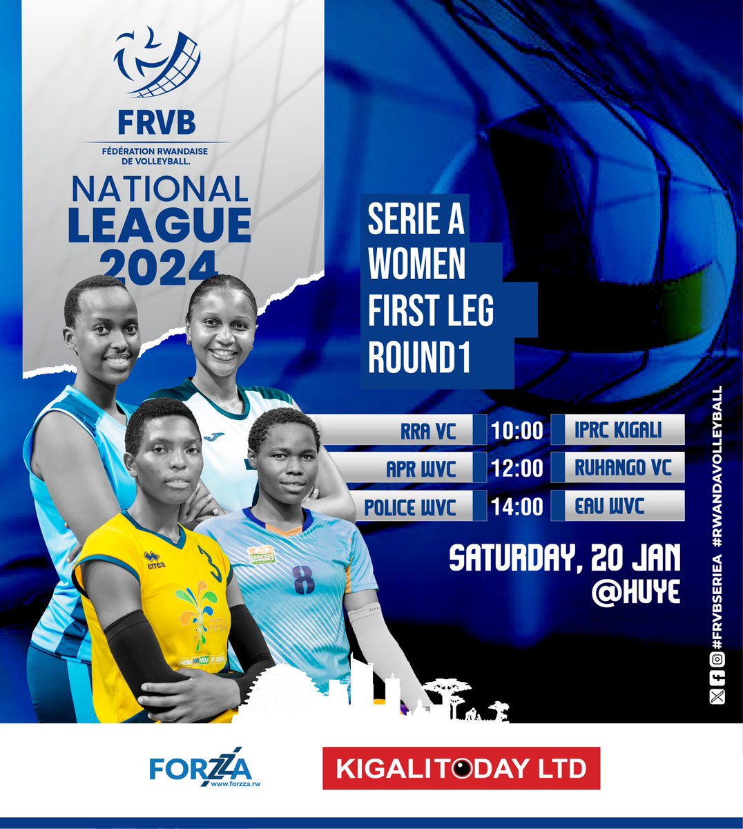 Good morning #RwOT 🇷🇼

This coming weekend we are starting #FRVBSerieA 2024 season #PhaseOne.

|| Here are the Day 1 Fixtures Men&Women ||

Are you Ready?? 🏐🇷🇼🔥

#RwandaVolleyball