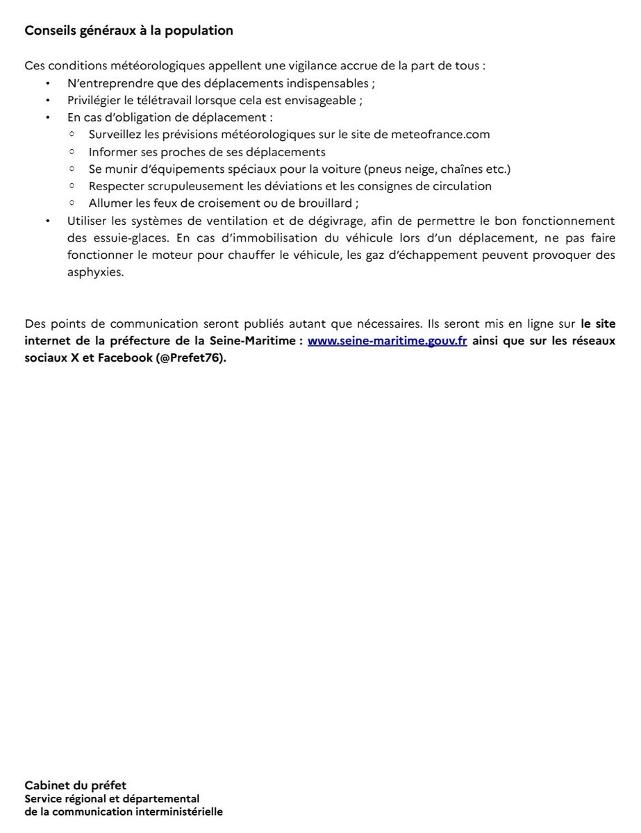⚠️La #SeineMaritime reste ce matin en vigilance orange #neige - #verglas et en vigilance jaune crues (Epte) pour toute la journée de jeudi.  Retrouvez les informations, consignes de prévention et interdictions mises en place⤵️