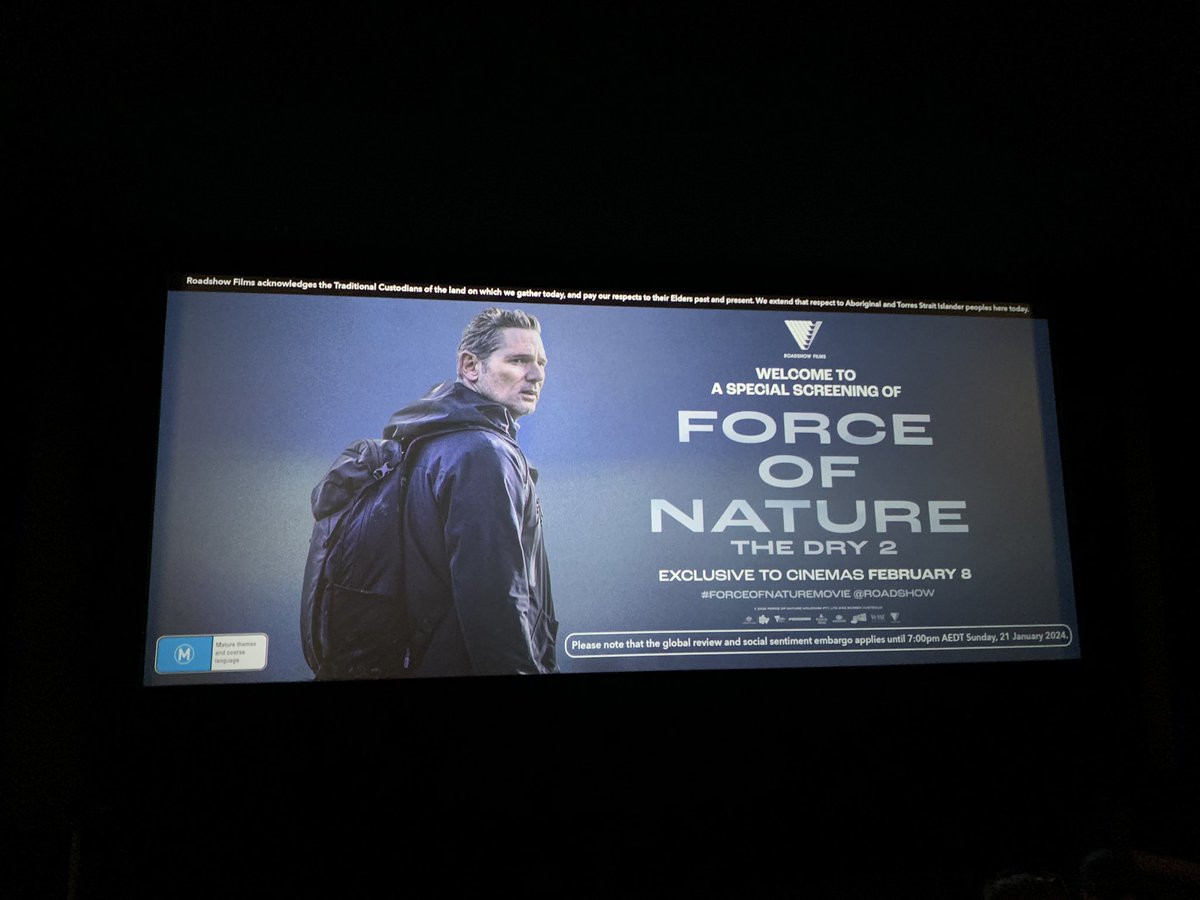 Tonight’s feature presentation!

A sequel I’ve been wildly excited for. 

Thank you @RoadshowFilms for the invite.

#ForceOfNatureMovie #TheDry2