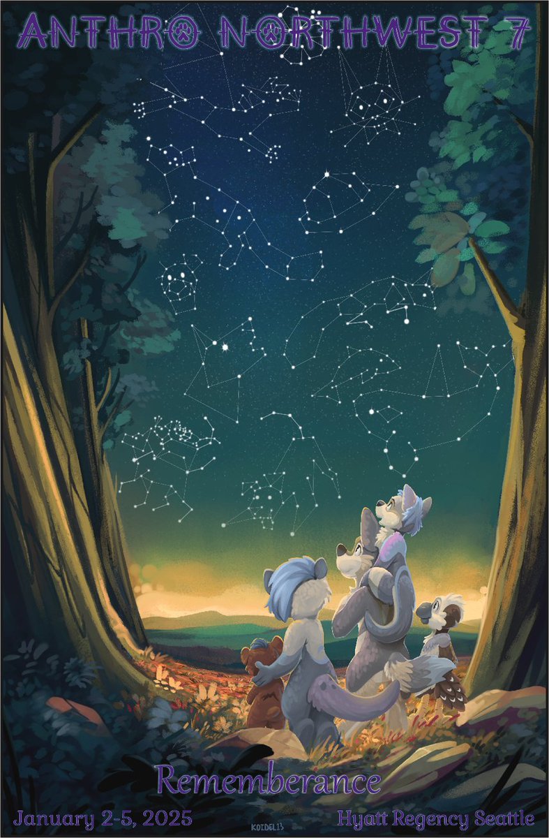 It is our pleasure to announce Anthro Northwest 7, to be held at the Hyatt Regency Seattle, January 2-5, 2025. Our theme this year is "Remembrance." 

Special thanks to <a href="/KoidelCoyote/">KoidelCoyote 💫 FC NFC TFF</a> for the beautiful theme artwork.