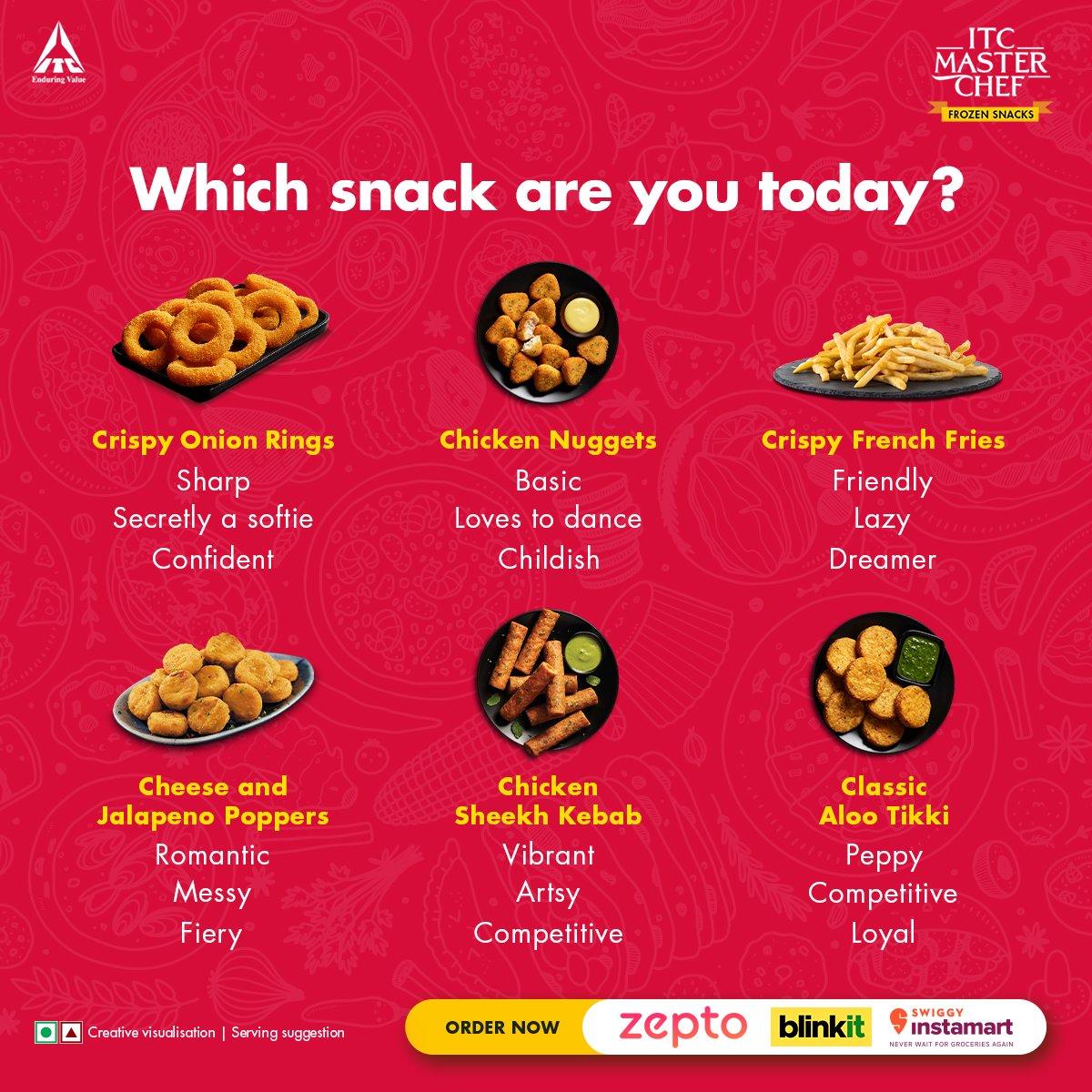 ITCMasterChef's tweet image. Every foodie needs a snack that matches them the best. Tell us which is your soul-snack.

#ITCMasterChef #ITC #YummyFood #EasyToCook #Snacks #FoodLovers
#GoodMoodFood #Thursday #thursdaymood #thursdayvibes #AbKoiBhiChef