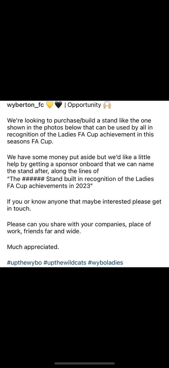 WybertonFC's tweet photo. Please see our post below, if you would like to get involved please let us know @SGDLtd #UpTheWybo💛🖤 https://t.co/OupJnjFQKI