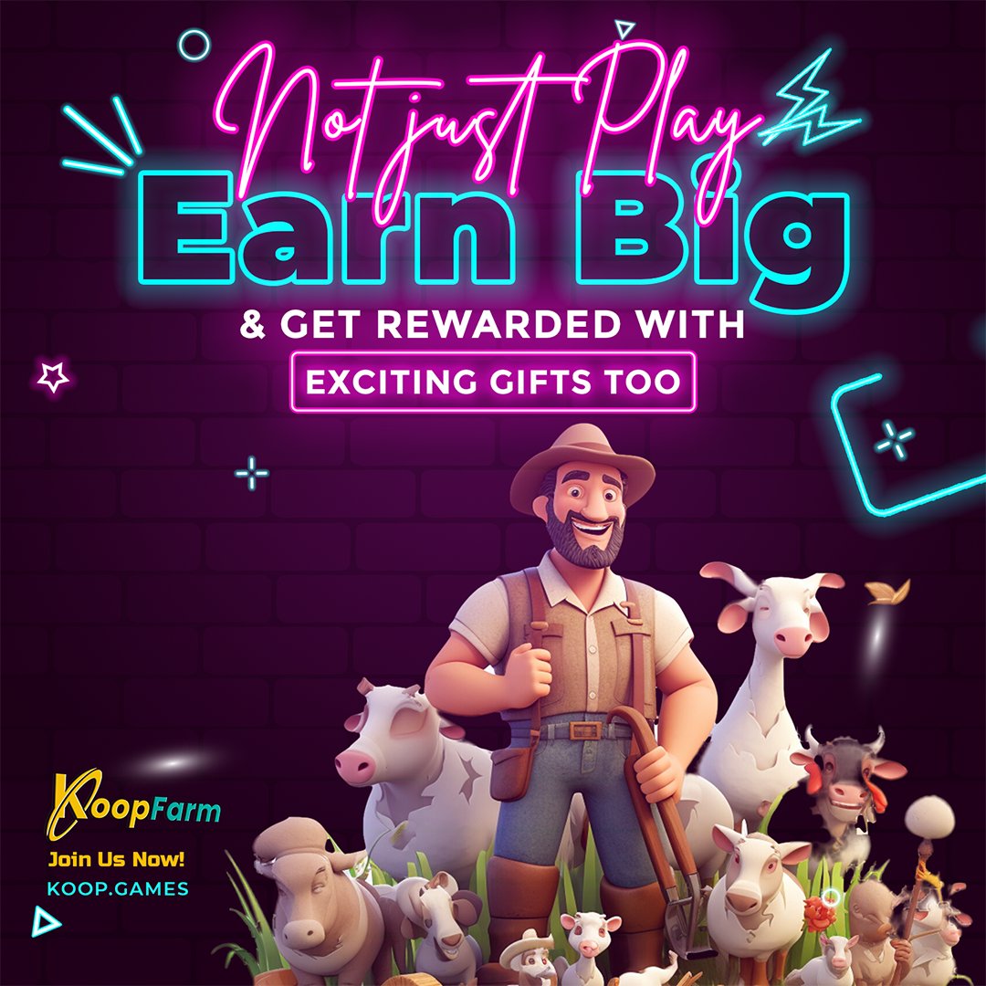 KOOP360's tweet photo. Play, Earn Big, and Unwrap Exciting Gifts!
Join the ๐๐จ๐จ๐ฉ.๐ ๐๐ฆ๐๐ฌ experience now.
Join our WhatsApp channel: https://t.co/nMRYsHHo89
#PlayEarnWin #KoopGamesAdventure #GamingRewards #JoinTheFunAtTimezone #Play2Earn #P2E #Revolution #FutureGaming #koopgames #Koop360 https://t.co/orHUwv6hLs