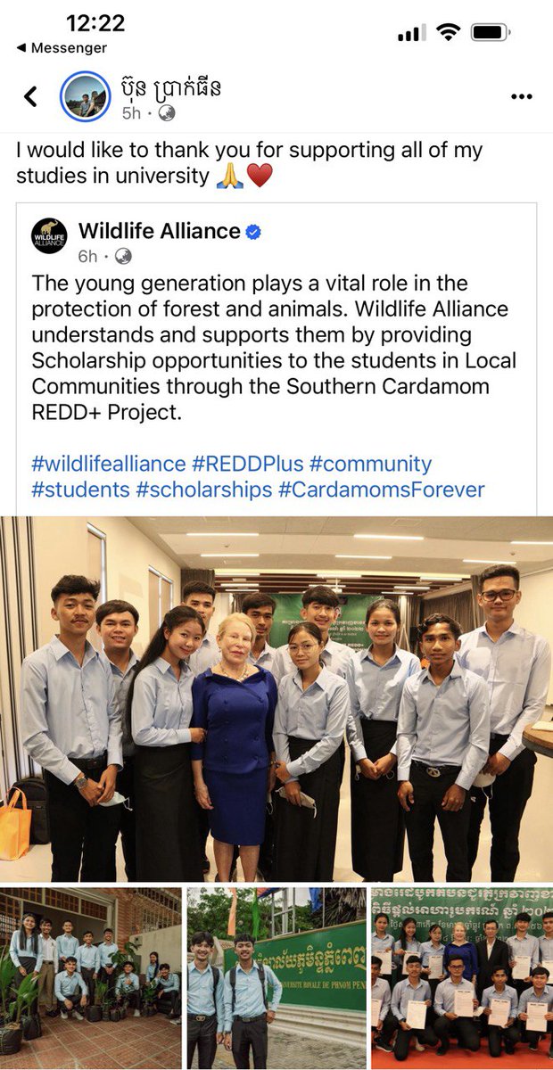 Celebrating International day of Education - Wildlife Alliance is proud of all our students who received scholarships through the Southern Cardamom REDD+ Project. We know that they are the future of Cambodia. #wildlifealliance #REDDPlus #scholarships #InternationalDayOfEducation