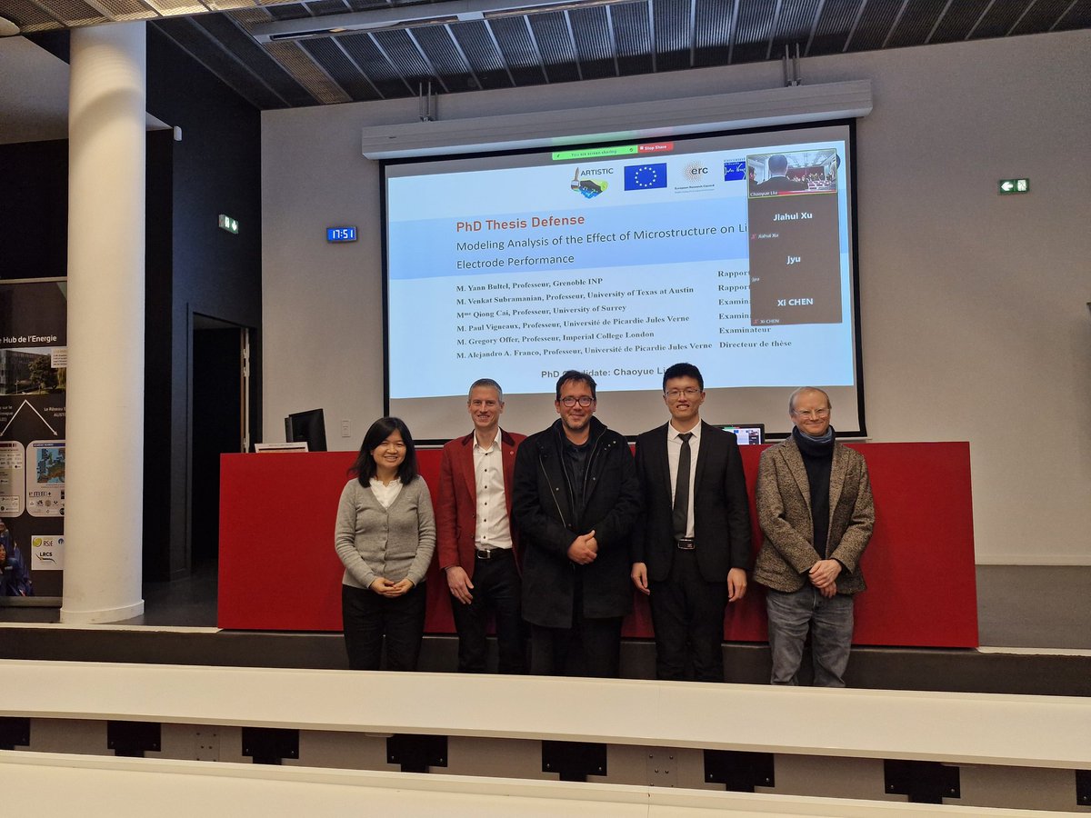 Alejandro A. Franco (@prof_aa_franco) on Twitter photo Very proud of Chaoyue Liu from my group who today successfully defended his PhD thesis for his amazing work carried out in the <a href="/erc_artistic/">ERC-ARTISTIC</a> project !
More info : linkedin.com/posts/alejandr…
<a href="/ERC_Research/">European Research Council (ERC)</a> <a href="/EnergyRS2E/">RS2E</a> <a href="/UPJV_Univ/">Université de Picardie Jules Verne</a> <a href="/CNRS_HdF/">CNRS Hauts-de-France</a> Very proud of Chaoyue Liu from my group who today successfully defended his PhD thesis for his amazing work carried out in the <a href="/erc_artistic/">ERC-ARTISTIC</a> project !
More info : linkedin.com/posts/alejandr…
<a href="/ERC_Research/">European Research Council (ERC)</a> <a href="/EnergyRS2E/">RS2E</a> <a href="/UPJV_Univ/">Université de Picardie Jules Verne</a> <a href="/CNRS_HdF/">CNRS Hauts-de-France</a>