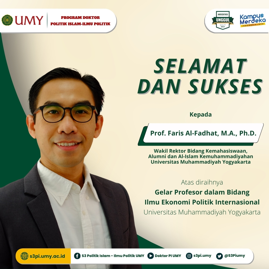 S3Piumy's tweet photo. Selamat &amp; Sukses kepada Prof. Faris Al-Fadhat, M.A., Ph.D. atas pencapaiannya sebagai Guru Besar Bidang Ilmu Ilmu Ekonomi Politik Internasional. Baca selengkapnya: https://t.co/fuAzNtfhuu https://t.co/3uJ6QPjNGX