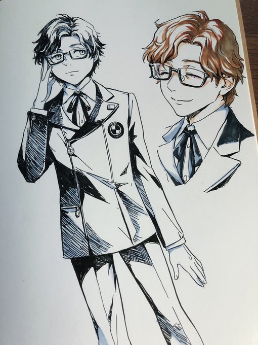 「adjusting eyewear school uniform」 illustration images(Latest)｜2pages