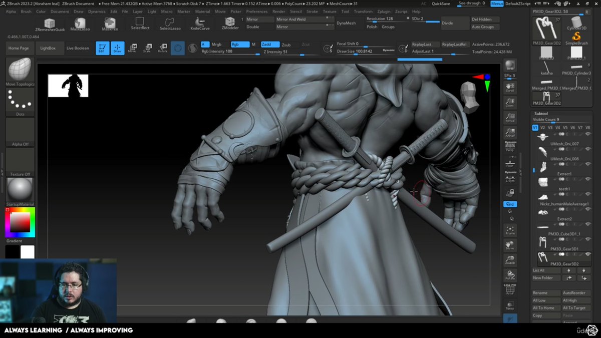 ZBrush Course for Character Artists

In this course, you will:

📌Master ZBrush for character creation;
📌Understand essential ZBrush tools;
📌Study anatomy and sculpting principles;
📌Present your sculptures with impressive renders.

Enroll here: abeleal3d.com/courses/ZBSC