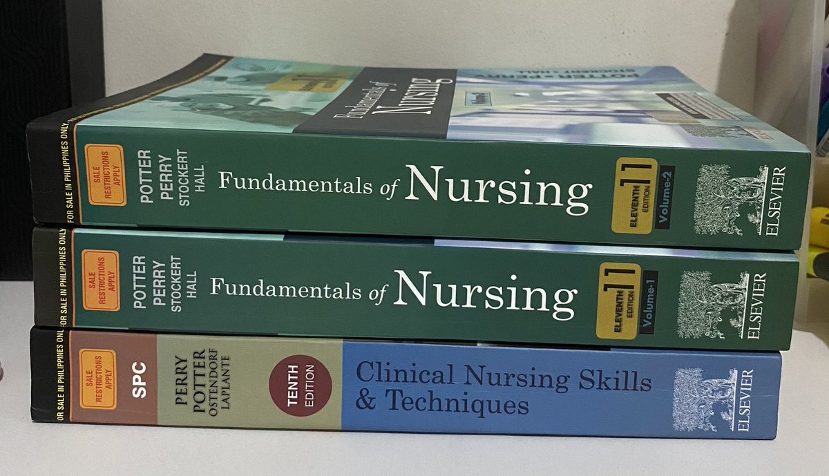 chalowdraws's tweet photo. wts lfb nursing books 1st year for sale

selling as set! 3 books for ₱2800 

📚 Fundamentals of Nursing Vol 1 &amp; 2 (11th edition) by Potter, Perry, Stockert, and Hall

📚 Clinical Nursing Skills &amp; Techniques (10th edition) by Perry, Potter, Ostendorf, Laplante https://t.co/gD09eAd8dU