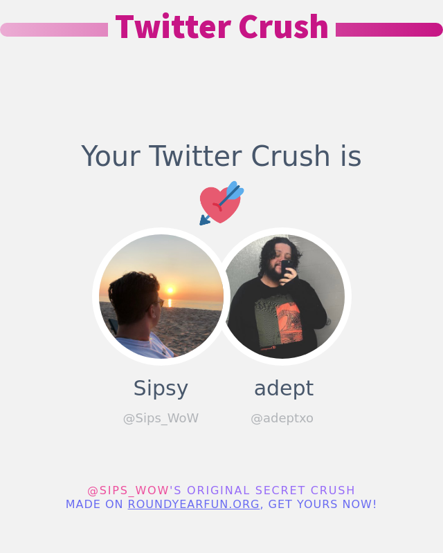 Sips_WoW's tweet photo. My Twitter Crush is: @adeptxo

➡️ https://t.co/X0r18DlQ80 https://t.co/Y17mS8yaLT