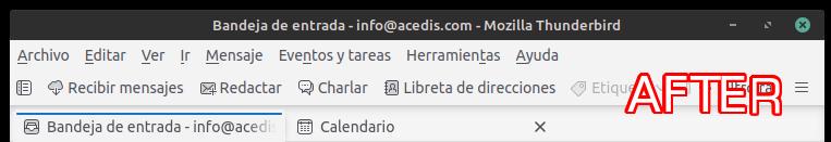 MarcosBL's tweet photo. Top menu in Thunderbird:
- Settings|General|Language & Appearance, uncheck Hide system window titlebar
- Set toolkit.legacyUserProfileCustomizations.stylesheets to true in Advanced settings
- Add to chrome/userChrome.css @ profile folder:
#toolbar-menubar{order:-1 !important;} https://t.co/VvK2A8qbCl