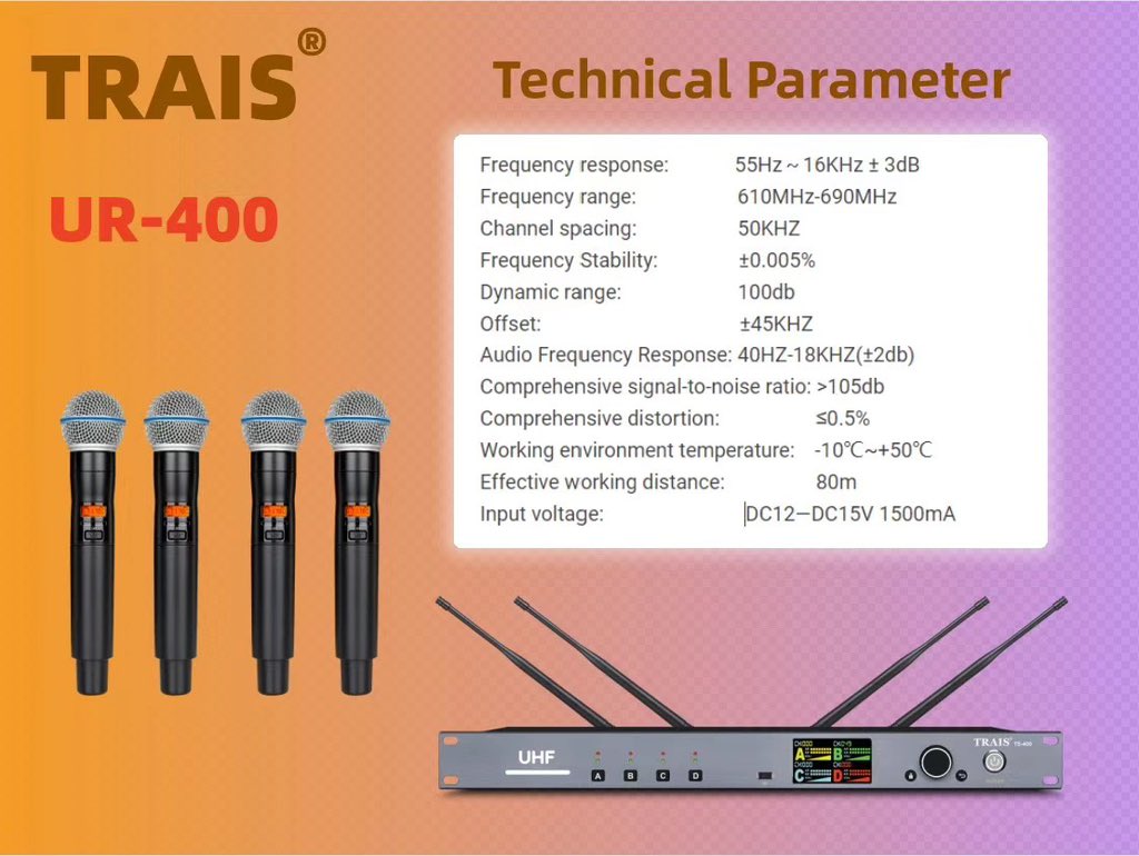 TraisAudio's tweet image. Trais Factory 4 Channels True Diversity Wirless Microphone Stage Performance Hosting Speech Mic
Whatsapp/WeChat: +86 18033143850
traisaudio@sina.com
#audio #professionalaudiosystem #sound #wirelessvocal #wirelessmicrophone #cordlessmicrophone #microphone #uhfmics #sing  #stage