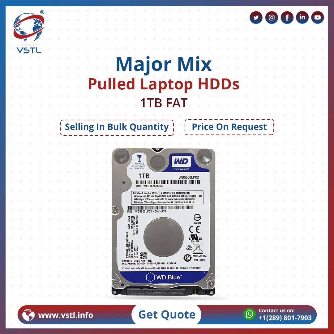ValueSmartTrad1's tweet image. Buy 1TB Fat Pulled Laptop HDDs in Bulk
All Major brands are available
.
Contact us now for more details or book yours 🧑💻 at vstl.info
.
Please get in touch with us on our WhatsApp &amp;amp; More Information:- +1 (289) 801-7903
.
Email - marketing1@vstl.info