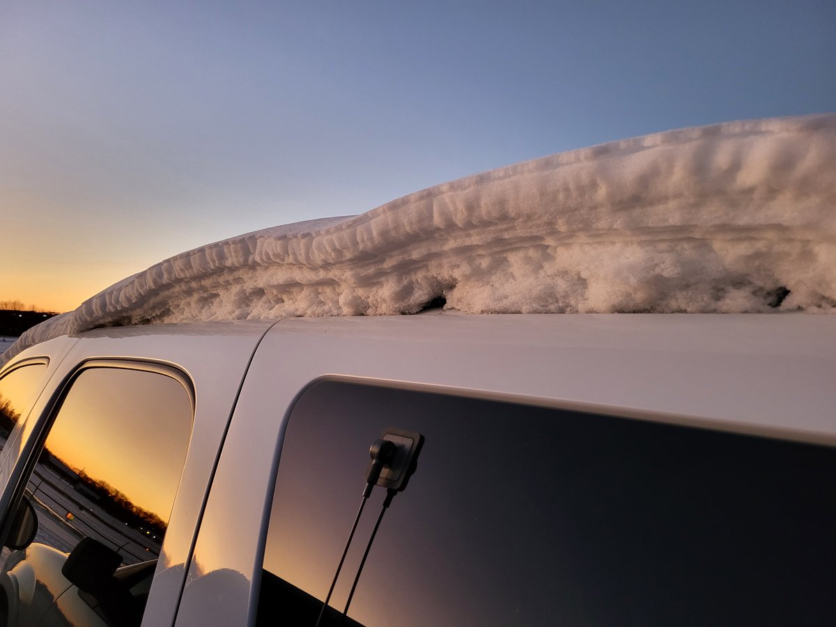 Lebanon, TN - This is snow from the top of my SUV parked for a few days. Just the right amount of melting today exposed the layers of snow that fell. Similar to the rings of a tree, it tells a story of the duration &amp; flake sizes. *This will be removed before driving.