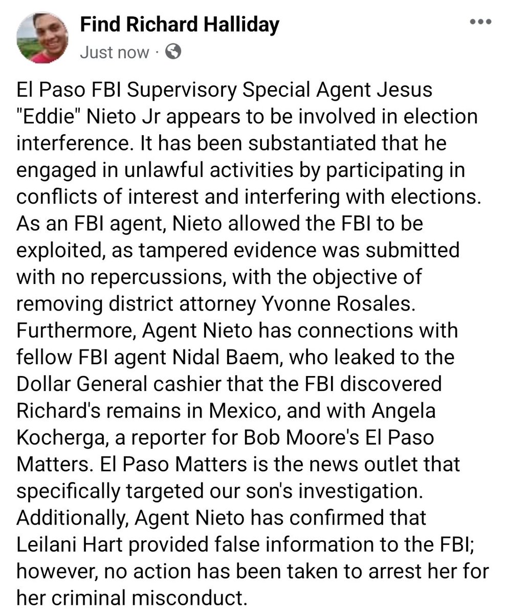 Now TFRH knows why the El Paso FBI did nothing to help just covered up for criminals. Here's a bit and there is more.