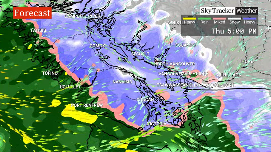 KGordonGlobalBC's tweet image. Thurs AM: Cold/icy
Thurs PM: Snow w\ a risk of freezing rain
Only 1-5 cm for Metro Vancouver. BUT if it occurs during PM commute, which it looks like it will, this could cause problems.
10-20 for East Van. Island late tomorrow.
Winter storm warning for Inland Van. Island
#bcstorm