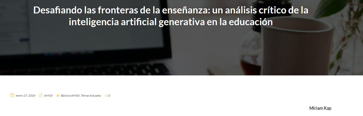 mirkap's tweet image. Emocionada de compartir algunas reflexiones desafiando las fronteras de la enseñanza en un análisis crítico de la inteligencia artificial generativa en la educación. 
Muchas gracias @amidi_com por la invitación y por hacerlo posible.
amidi.org/inteligencia-a…