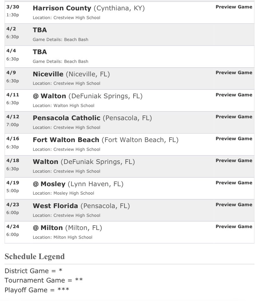 Junior year Varsity Baseball schedule…looking forward to getting back out there with my Brothers.