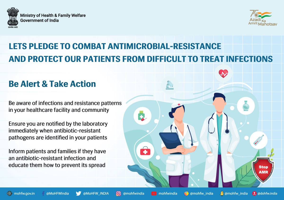 Misuse and overuse of antimicrobials, lack of access to clean water, sanitation and hygiene for both humans and animals can lead to Antimicrobial resistance. Let’s act together to prevent #AntimicrobialResistance  #HealthForAll