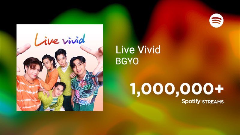 StarMusicPH's tweet photo. Let’s vibe, oh live a wonderful life 🌈 Congratulations @bgyo_ph for having ✨1 MILLION+✨ @SpotifyPH streams for ‘Live Vivid’!

Keep streaming here: 🔗 https://t.co/Suuvh3tlb8

#BGYO #BGYO_LiveVivid #StarMusicPH https://t.co/J2qZZHLHqj