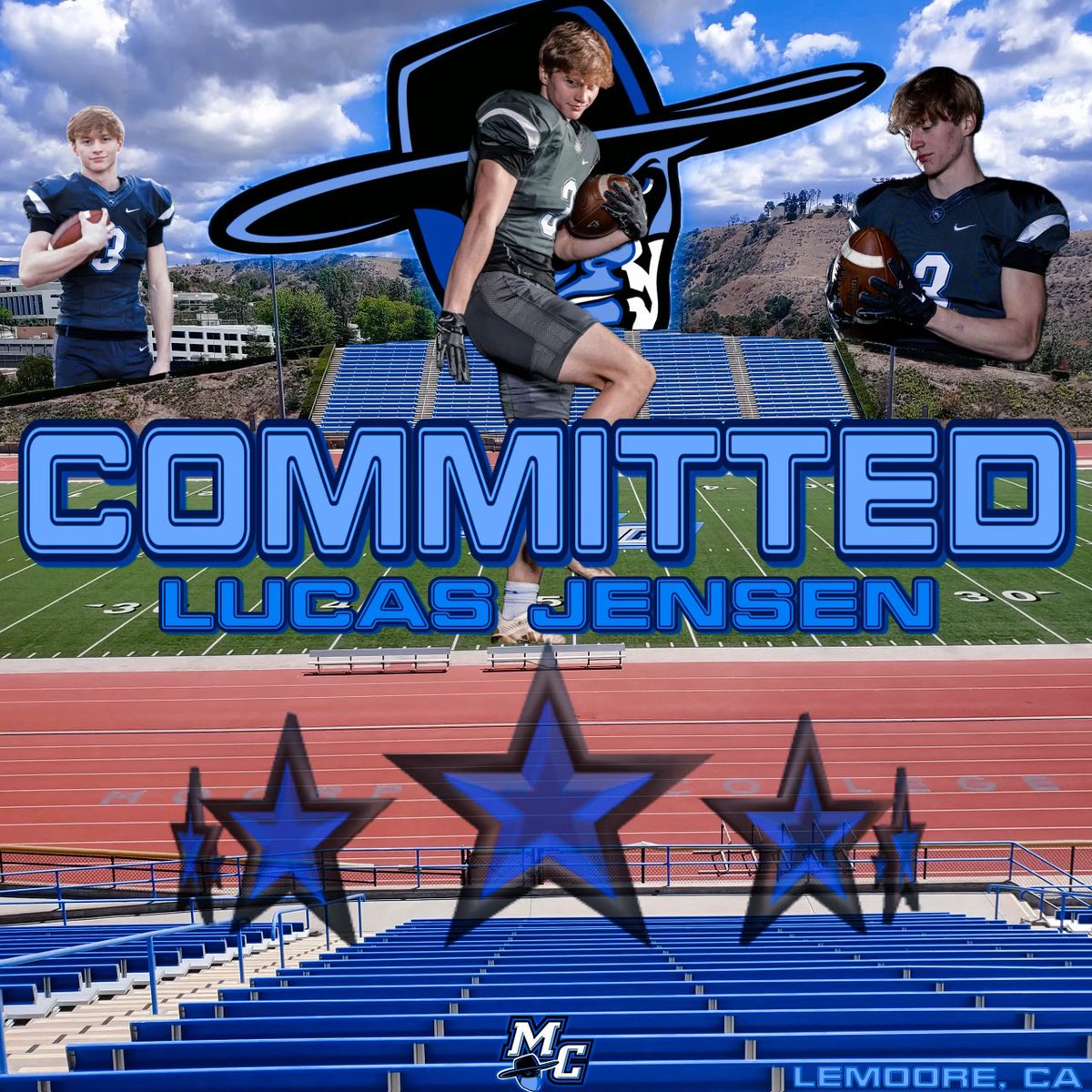 Lucas Jensen (@lucasjensen_10) on Twitter photo I am excited to announce that I will be committing to Moorpark College! Thank you to all the coaches that have helped me through the recruiting process! <a href="/mcraidersfb/">MC Raider Football</a> <a href="/CoachJDiazMC/">John Diaz</a> <a href="/CoachPatworks/">Coach Pat Simon</a> <a href="/jciv_/">Coach Campbell IV</a> <a href="/CoachStuMC/">Mike Stuart</a> I am excited to announce that I will be committing to Moorpark College! Thank you to all the coaches that have helped me through the recruiting process! <a href="/mcraidersfb/">MC Raider Football</a> <a href="/CoachJDiazMC/">John Diaz</a> <a href="/CoachPatworks/">Coach Pat Simon</a> <a href="/jciv_/">Coach Campbell IV</a> <a href="/CoachStuMC/">Mike Stuart</a>
