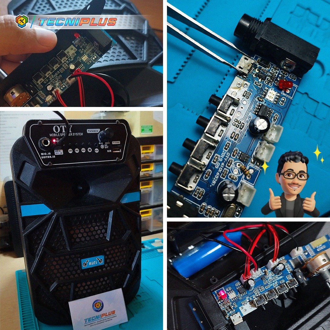 😲 Algo fuera de lo común en nuestro taller..
Un amigo nos trajo su parlante, porque no encendía; Luego de la revisión correspondiente observamos el pin de carga desoldado por la fuerza ejercida al conectar el cable de poder; Luego de soldarlo lo reforzamos y ahora funcionando...