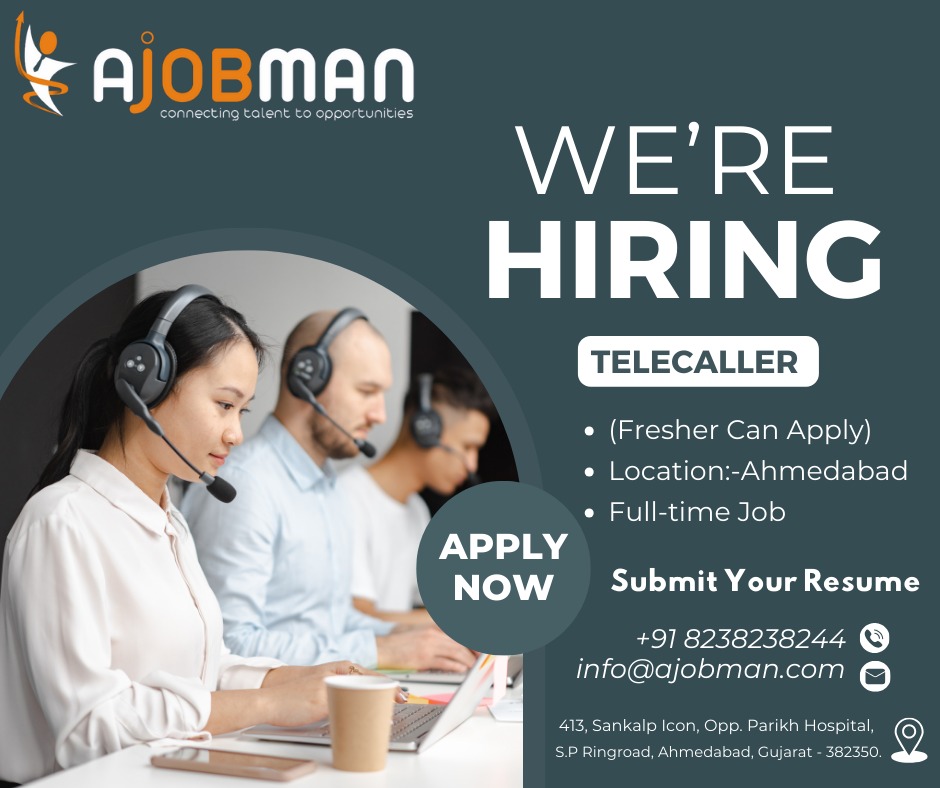 a_jobman's tweet photo. We are Hiring #TELECALLERExecutive
Work From Office
Fresher can Apply
Job Location:- #Ahmedabad
💯% #JobPlacement
👉Terms &amp; Condition Apply
🔖Send your CV &amp; Contact Us more Detail: -
+91 8238238244, info@ajobman.com
https://t.co/rYNOK3n9f3
#jobvacancy2024 #ajobman #ahmedabadjobs https://t.co/57baMexTc4