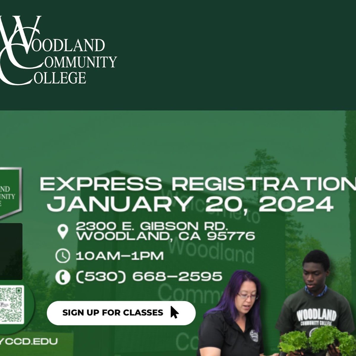 It’s #WoodlandWednesday and excitement abounds. This week we’re welcoming students and families for EXPRESS REGISTRATION 🎓Get assistance with applications, financial aid, and counseling questions.  Spread the word - Saturday, Jan. 20 from 10AM to 1PM at all 3 campuses
 #WCCproud