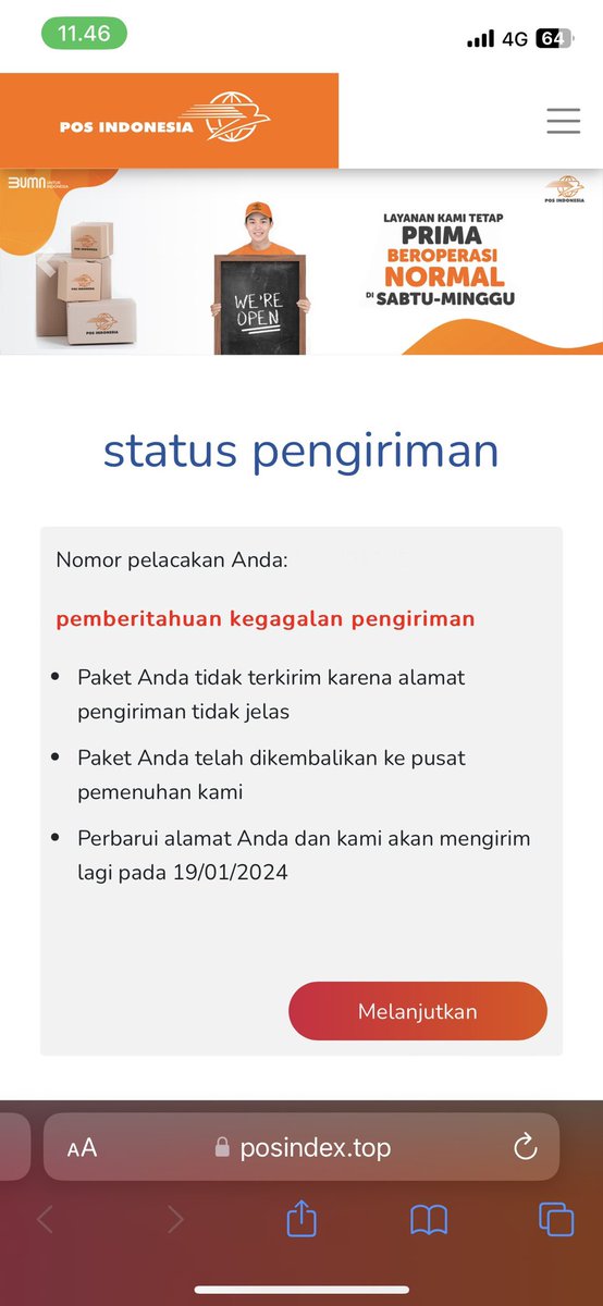 dickyariadji's tweet photo. @PosIndonesia mau tanya saya sering menerima sms berisi link web dr pos indonesia seperti ini, apa ini resmi dr pos indonesia? https://t.co/lAKdtAjY9P