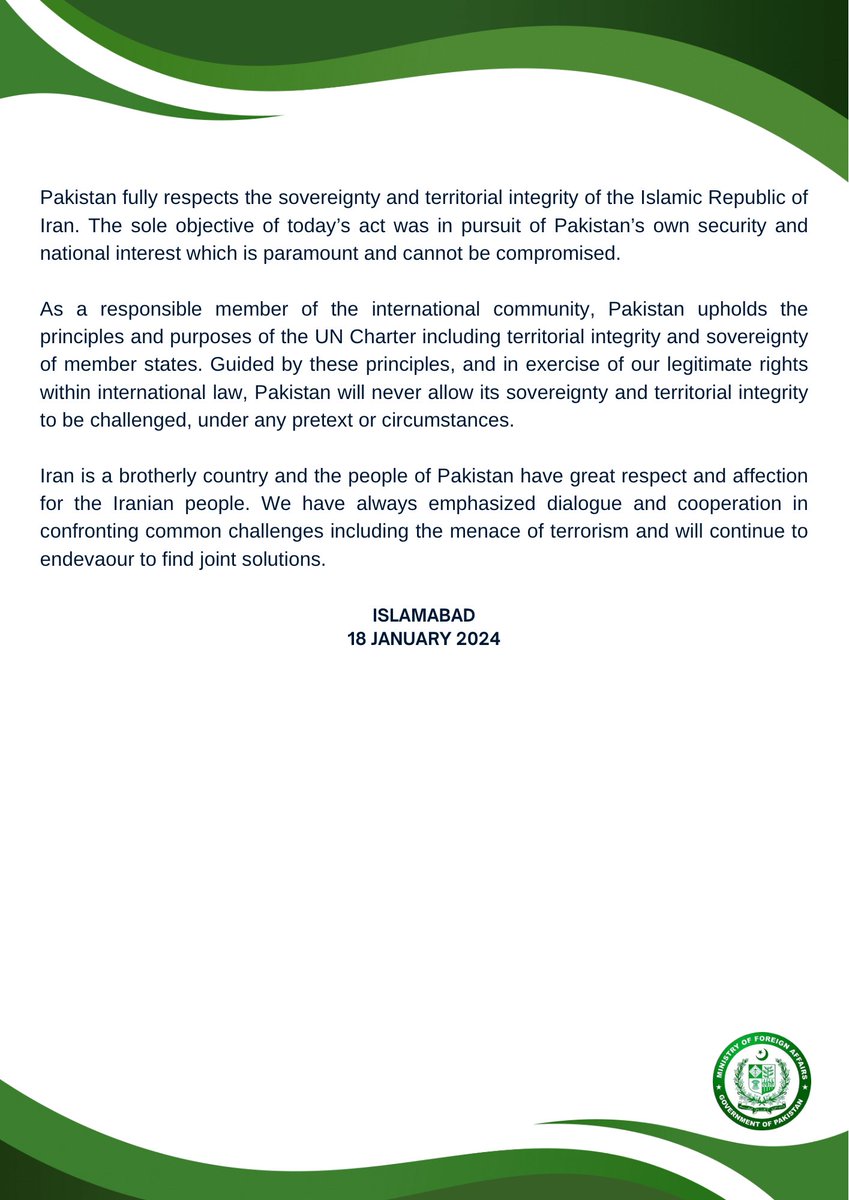 🔊: PR NO. 1️⃣7️⃣/2️⃣0️⃣2️⃣4️⃣

Operation Marg Bar Sarmachar

🔗⬇️ 

mofa.gov.pk/press-releases…