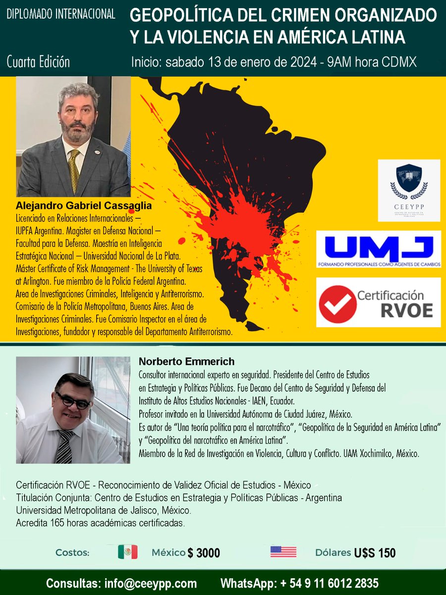 Junto al Dr Norberto Emerich estamos muy contentos. Nuestra Diplomatura es un éxito con casi 50 alumnos de diferentes países. Es el principio de muchos éxitos más.