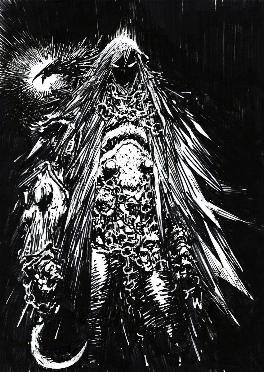 SpawnArchive's tweet image. Raven Spawn toy packaging sketch (2017). Art by @RealAshleyWood 

Originally intended for an unproduced Raven Spawn 1/6 figure created by Ashley Wood and Kim Fung Wong&apos;s 3A Toys.
#Spawn