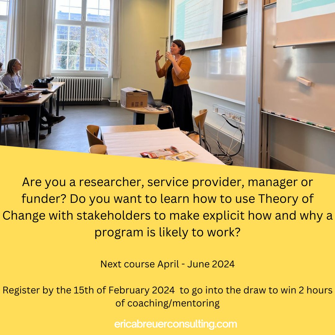 🌟 Exciting news! My next Theory of Change course is kicking off in April 2024. 📚 Register by Feb 15th for a chance to win 2 hours of personalized coaching and mentoring to supercharge your project with ToC! #TheoryofChange #ProfessionalDevelopment #RegisterNow