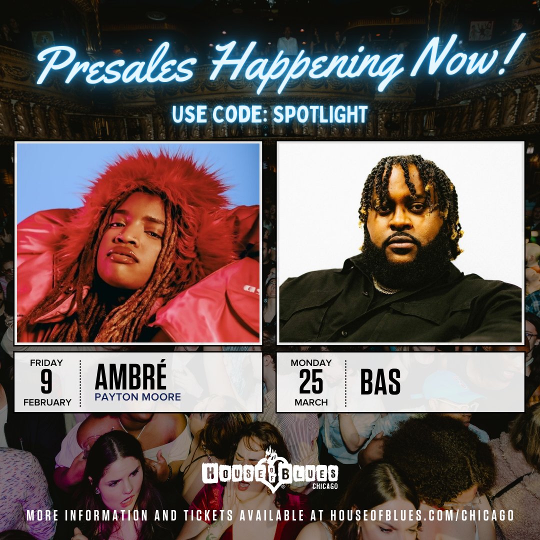 Skip the line and score some presale tix to these awesome shows using code: SPOTLIGHT ⚡️😵⚡️ 🎤 @ambre - Feb 9 🎟️ livemu.sc/423bIi0 🎤 @Bas - Mar 25 🎟️ livemu.sc/48tXVn3