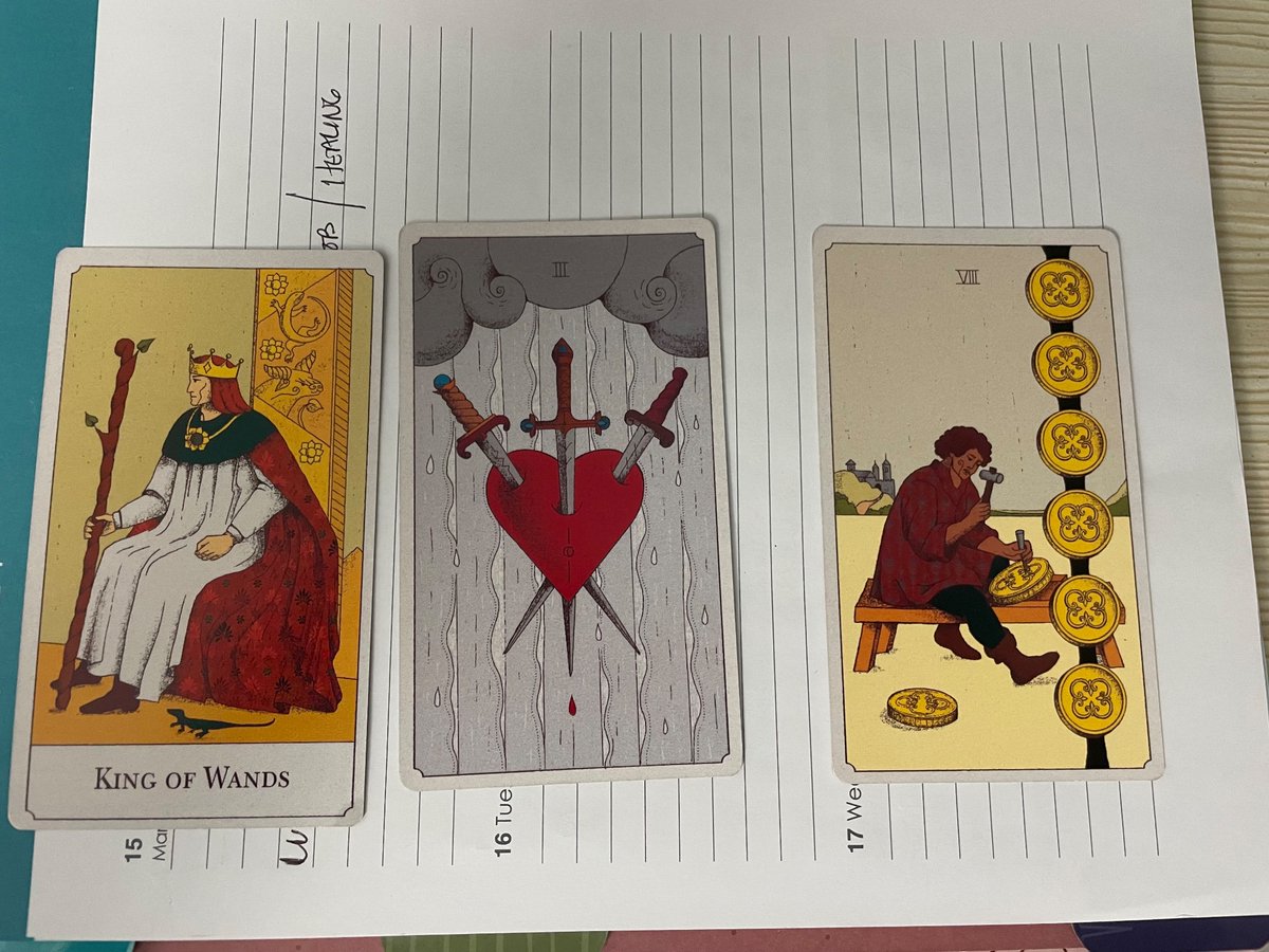 SheBitesBGentle's tweet photo. Tonight’s pull:
King of Swords - mental clarity 

3 of Swords - releasing pain, forgiveness 

8 of Pentacles - self development https://t.co/x7LDAr3s1f