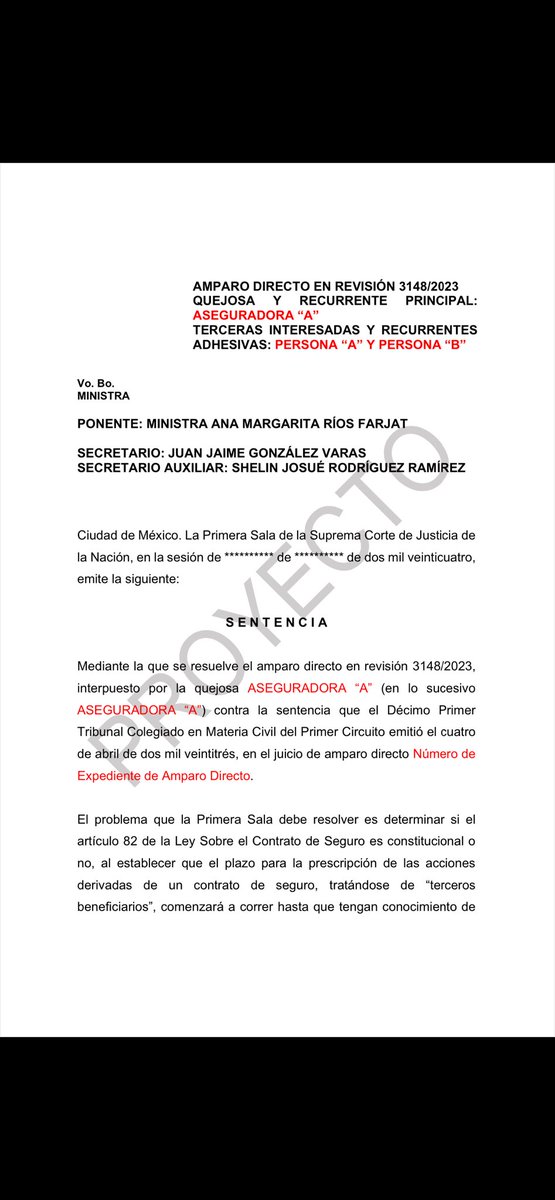MoraErica's tweet photo. ‼️La Suprema Corte mexicana le negó un amparo a una aseguradora que no quiere indemnizar a las hijas de un trabajador de la @CFE_Contigo que falleció a causa de una descarga eléctrica, la cual fue provocada por la proximidad de las líneas de los cables. 
📍Importante precedente sobre el plazo de prescripción para que las beneficiarias de un contrato de seguro de responsabilidad por daños puedan reclamar una indemnización. 
📍 El plazo comenzarán a correr hasta que tengan conocimiento del siniestro, y de la existencia del seguro. 
Amparo directo en revisión 3148/2023
Liga del proyecto de sentencia: https://t.co/x1e5DbsiEB
#PeriodismoJurídico #SCJN